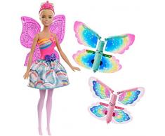 Barbie Dreamtopia, muñeca Hada alas mágicas rubia, juguete +3 años (Mattel FRB08)