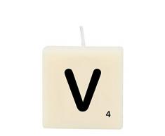 PD-Party Vela Scrabble Letra V Cera 2 X 4 cm, Negro/Blanco