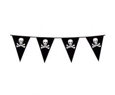 Boland 74160 - Banderines Pirata de 4 m, Longitud de 4 m, corsario, Calavera, decoración Colgante, Guirnalda, cumpleaños, decoración de Fiesta, vajilla temática, Carnaval