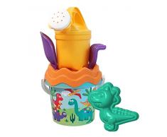 Simba- Dino Baby-Juego de Cubos, 6 Piezas, Cubo, colador, Forma de Arena, Pala, rastrillo, vertidor, 11 cm, diámetro: 14 cm, a Partir de 10 Meses (107114603)