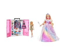Barbie Fashionistas Superarmario y Muñeca Perchero Desplegable Rosa con Ropa, Accesorios y Perchas + Dreamtopia Muñeca Superprincesa con Accesorios, Edad Recomendada 3-10 años