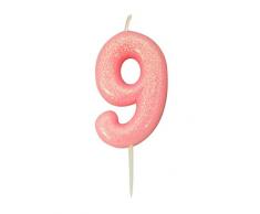 Anniversary House Vela con forma de número 9 (purpurina), color rosa, 7 centimeters (AHC80/9)