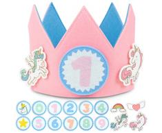 BONNYCO Corona Cumpleaños Unicornio con Números Intercambiables del 0 al 9 y Figuras Tematizadas Corona Cumpleaños 1 Año en Adelante, Decoracion Cumpleaños Niña Unicornio, Carnaval