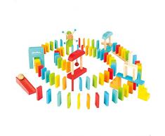 WOOMAX 49325 - Juego de dominó infantil de madera para niños, efecto mariposa, dinámico, Circuito, Juguetes de madera, 100 piezas de madera