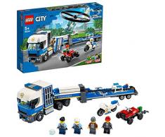 LEGO City Police - Policía: Camión de Transporte del Helicóptero, Juguete de Construcción de Aventuras, con un Helicóptero, una Moto, un Quad y Minifiguras (60244)