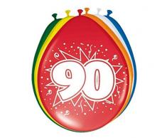 Folat - 90 Año Globos para Fiesta Decoración - Multicolor - 12In/30cm - 8 Piezas