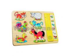 Woodyland Puzzle m. Tiradores DE Ruido Sonido Steckpuzzle Animales DE Madera Juguetes de Madera