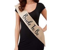 Smiffys Deluxe Glitter Bride To Be Sash Faja brillante para novia, color oro y negro, (52193)