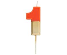 Folat 18701 Vela Retro Número 1 Naranja, color