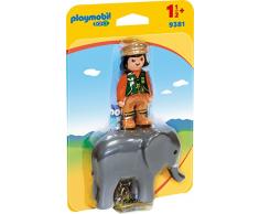 PLAYMOBIL- 1.2.3 Cuidadora con Elefante Juguete, Multicolor (geobra Brandstätter 9381)