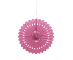 Unique Party- Decoración abanico de papel de seda, Color rosa oscuro, 40 cm (64262)