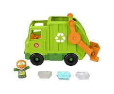 Fisher-Price HJN47 Little People Recycling Laster - Versión multilingüe, Juguete Musical para Empujar para niños pequeños y preescolares a Partir de 1 año, Verde