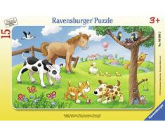 Ravensburger - 06066 - Niño Puzzle con Marco - Loving Pets - 15 Piezas