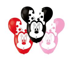 Amscan 9903670 - Juego de 4 globos de látex, diseño de Minnie Mouse, color rojo, negro y rosa , color/modelo surtido