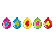 Folat - Guirnalda con Globos De Cumpleaños 4 años - Multicolor - 10 Metros