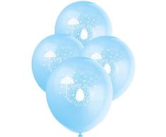 Unique Party- Globos de Látex Baby Shower con Elefante, 8 Unidades, Color azul, 30 cm (41705)
