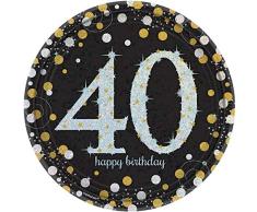 Amscan 551545 - Platos cumpleaños para 40 años, 23 cm diámetro, 8 unidades
