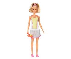 Barbie- Quiero Ser Tenista Muñeca jugadora de tenis, con raqueta y pelota de juguete (Mattel GJL65)
