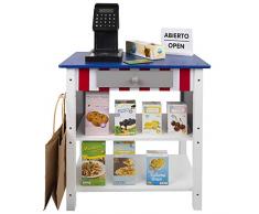 WOOMAX - Supermercado juguete Madera con Accesorios (Tienda mostrador juguete Luz, Sonidos, Caja registradora) (85385)