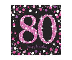 Amscan International – Servilletas de almuerzo para celebraciones de 80 años, 33 cm, color rosa, 9901753