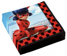 Amscan 9902875 Miraculous - Servilletas (20 unidades), color rojo , color/modelo surtido