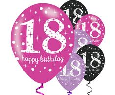 Amscan 9900874 - Globos de látex para 18 cumpleaños, color rosa, 27 cm, 6 unidades