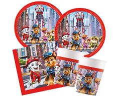 Procos Juego S Paw Patrol – La película, 52 Piezas, Platos, 16 Vasos, 20 servilletas, desechable, vajilla para Fiesta, decoración de Mesa, Multicolor (10209576)