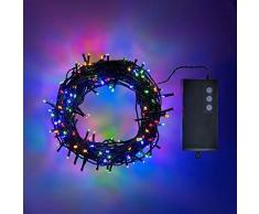 Shatchi 51013-OUTDOOR-LIGHTS-50-MC-1CS 50 luces LED de hadas a batería, impermeables, para decoración interior y exterior, 8 modos de cambio/temporizador/fiesta de Navidad de cumpleaños, multicolor