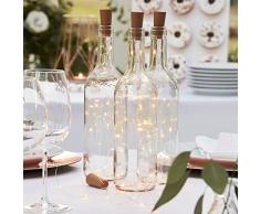 Ginger Ray Botanical - Juego de 3 luces para botellas de corcho para boda, decoración de mesa