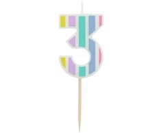 Folat 18953 Vela Pastel Número 3 Multicolor, 5 centimeters