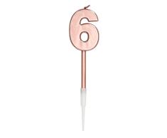 Folat 67036 Vela Número 6 Oro Rosa Metálico, color rose gold