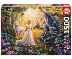 Educa Borrás Puzzle 500 Dragón, Princesa y Unicornio (17696)