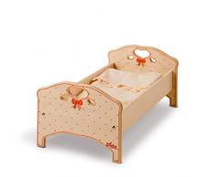 Dida - Cama para muñecas - Decoración: lacitos Rosa - Cama pequeña de Madera con colchón para muñecas
