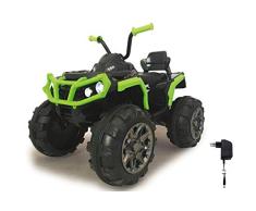 Jamara 460450 Does Not Apply Ride-on Quad Protector Verde 12V-Arranque sin Llave, 2 Velocidades, Faros, Claxon, Sonido, Conexión Fuentes Audio externas, Radio FM, Amortiguador, Potente batería, Color