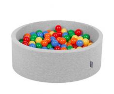 KiddyMoon 90X30cm/300 Bolas ∅ 7Cm Piscina De Bolas para Ninos Hecha En La UE, Gris Clr:Amarillo,Verde,Azul,Rojo,Naranja