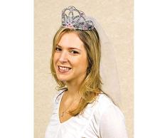 Amscan 9900507 - Tiara de plástico para despedida de soltera con velo