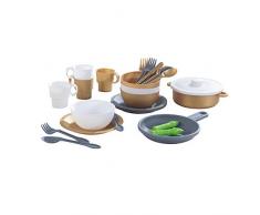 KidKraft - Kit de utensilios para cocina de juguete de 27 unidades (juego completo de platos y utensilios), Color Metálico (63532 )