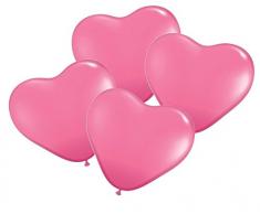 Amscan 450210 - 4 Globos látex de corazón, rosa