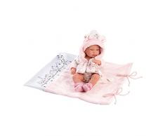 Llorens 1073898 nica - Muñeca con Ojos Azules y Cuerpo Fijo, Incluye Traje Rosa, Chupete y Manta Suave, 40 cm