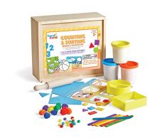 Learning Resources- Kit de Actividades clasificar, Juego con Piezas Sueltas, sensoriales, motricidad Fina, Aprender a Contar, Juguetes Montessori, Caja de almacenaje de Madera, 3 años (94494)