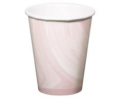 Folat 61916 Vajilla de fiesta Vasos Fiesta 33 cm x 33 cm, 6 piezas Rosa Mármol, Vasos de papel para Cumpleanos, Fiesta infantil, Despedida de Soltera, Compromiso, Boda, Aniversario