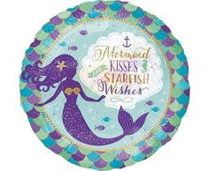 Amscan International Anagram 3779901 - Globo de papel de aluminio (tamaño estándar), diseño de sirena, color blanco y negro