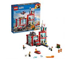 LEGO City Fire - Parque de Bomberos, estación de juguete para construir, incluye camión, moto acuática y dron (60215)