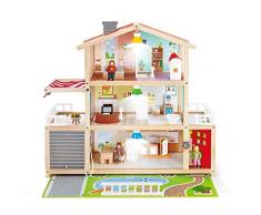 Sustainable Wood Toy, Hape Doll Family Mansion Playset With 4 Figures, 6 Rooms, 2 Balconies, 7 Room Sets and Barbecue. 3 years +
