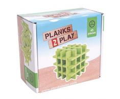 New Classic Toys- Tablones de Madera, 45 Pieces - Green (P2CGR45)