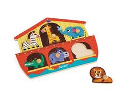 Janod - Puzzle Encajable de madera Arca de Noé, 6 piezas (J07062)