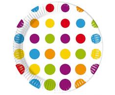 Procos - Platos de papel Bright Color Dots, 23 cm, multicolor, PR90331