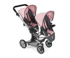 Bayer Chic 2000 - Cochecito de muñecas Linus Duo para muñecas de 4 a 8 años, Color Gris Oscuro, Rosa.