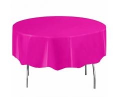 Mantel de Plástico Redondo - 2,13 m - Rosa Neón