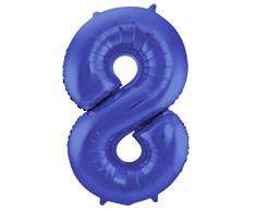 Folat 65928 Globo de Aluminio Número Figura 8 metalizado azul mate 86 cm - decoración globos de helio para cumpleaños, aniversario